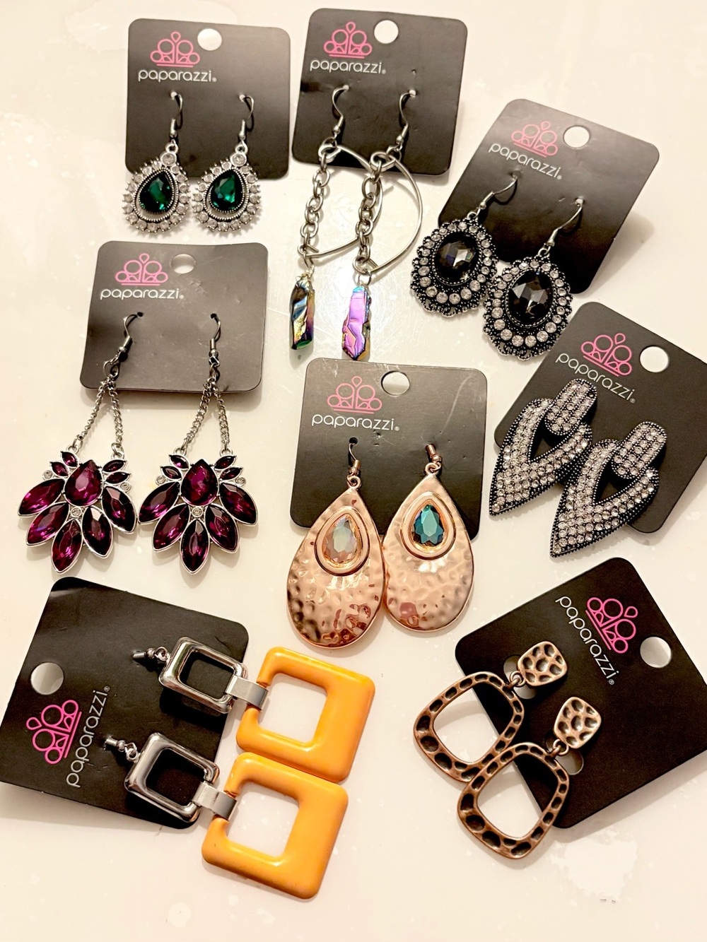 Paparazzi Bundle Of 8 Pairs Of Earrings Different Colors And Styles NWT